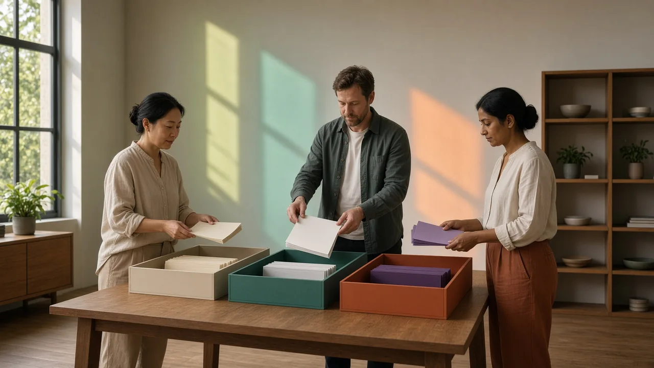 Adults considering an empty environment through coloured light